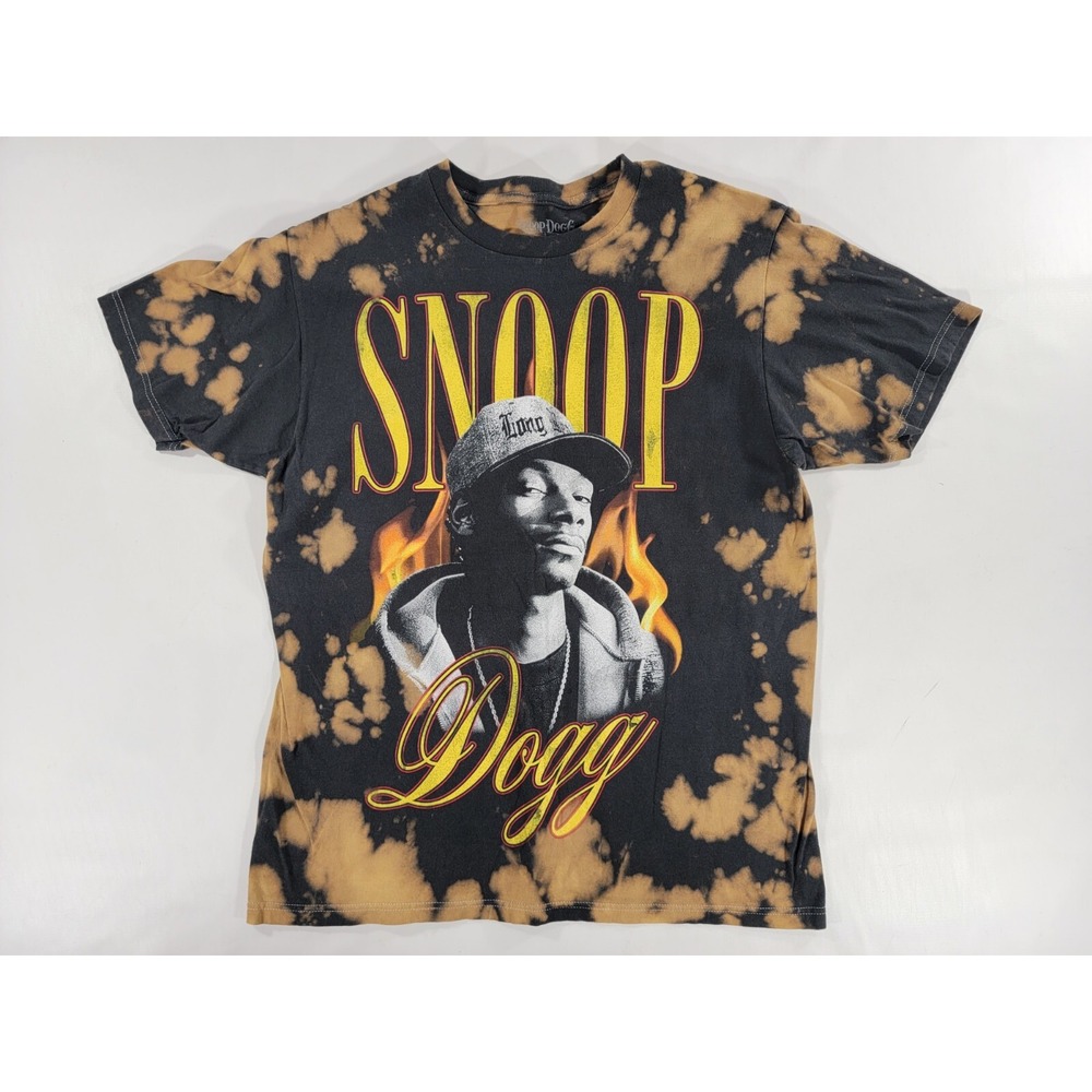 SNOOP DOGG T-SHIRT BLACK BROWN TIE DYE MARBLE DESTROYED‎ DISTRESS MEN'S SZ M EUC